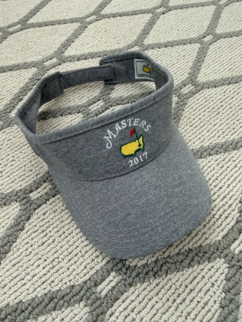 American Needle Gray Masters 2017 Golf Visor with Yellow & Green Logo